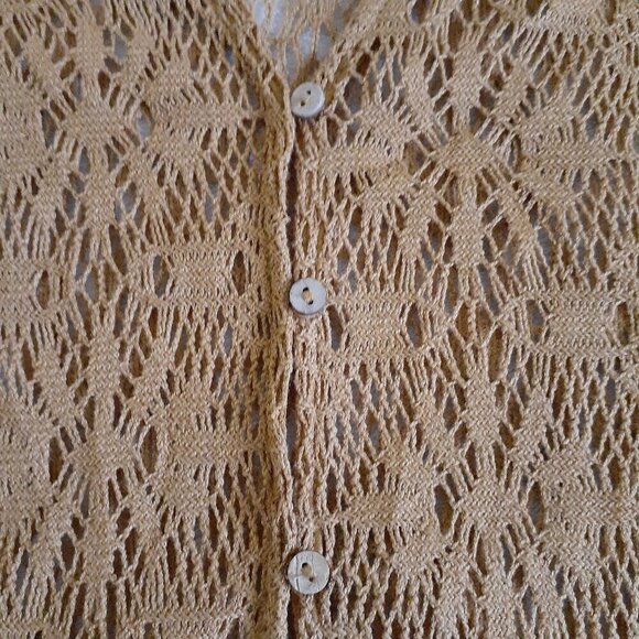 Maurices Women's Size Large Brown Tan Crochet Button Bohemian Duster Cardigan - Picture 6 of 12